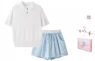 东鲸岁时记 针织短袖上衣休闲设计感短裤制服 女款