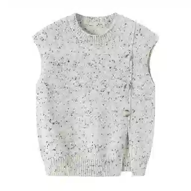 青蛙王子 简约开叉设计时尚套头毛衣 花白灰 儿童款