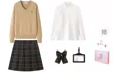 东鲸岁时记 慵懒风宽松高级感学院风舒适套头针织衫长袖衬衫经典格子百褶短裙制服 女款