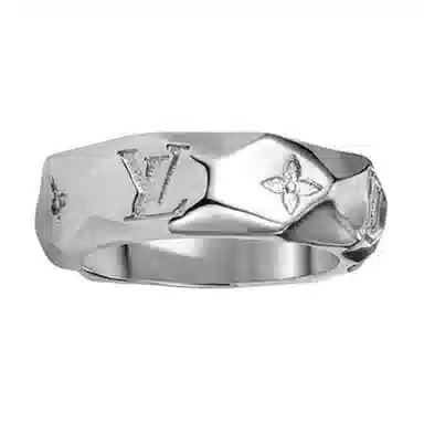 LOUIS VUITTON Carved Metal Ring Silver