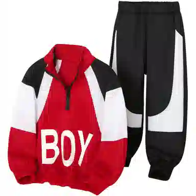 十月妈咪 拼接撞色字母适中卫衣外套休闲运动套装 春秋 儿童款