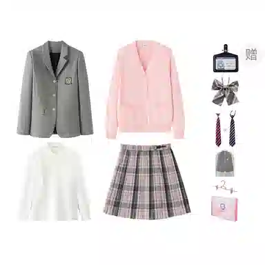 东鲸岁时记 学院风西装宽松氛围感时尚口袋长袖衬衫百褶裙套装制服 女款