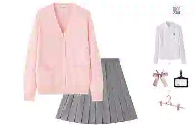 东鲸岁时记 温柔复古甜美温柔长袖针织衫格子百褶短裙制服 女款