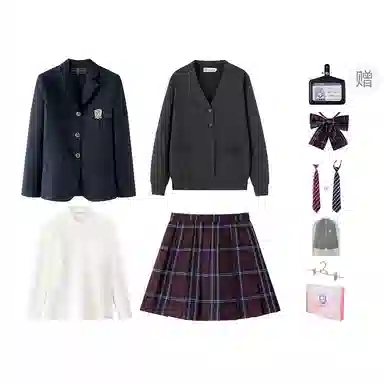 东鲸岁时记 学院风西装宽松氛围感时尚口袋长袖衬衫百褶裙套装制服 女款