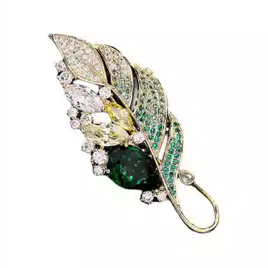 山一丸 轻奢风秋冬羽毛韩版优雅气质叶子 环保铜 胸针 女款