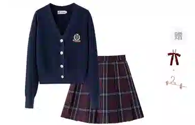 东鲸岁时记 学院风徽章毛衣收腰修身伯克利半身裙套装制服 女款