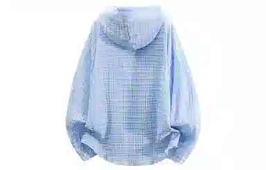 王者荣耀 经典格子宽松舒适肌理感褶皱轻薄防晒青春高颜值小清新无性别百搭潮流时尚夹克外套连帽长袖衬衫 男女同款