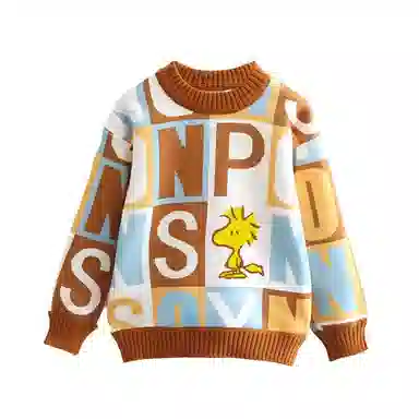 SNOOPY Sweater Brown Letters