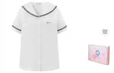 东鲸岁时记 学院风可爱甜美海军领衬衫短袖制服 女款 白色（礼盒款）