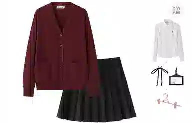 东鲸岁时记 学院风复古高级感显瘦舒适长袖针织衫格子百褶裙制服 女款