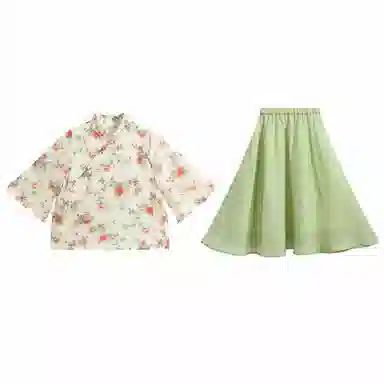 【优雅国风】英氏 七分袖斜襟汉服裙新中式儿童连衣裙 儿童款