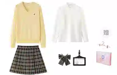 东鲸岁时记 慵懒风宽松高级感学院风舒适套头针织衫长袖衬衫经典格子百褶短裙制服 女款