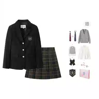 东鲸岁时记 学院风修身长袖上衣格子百褶短裙制服 女款 礼盒装
