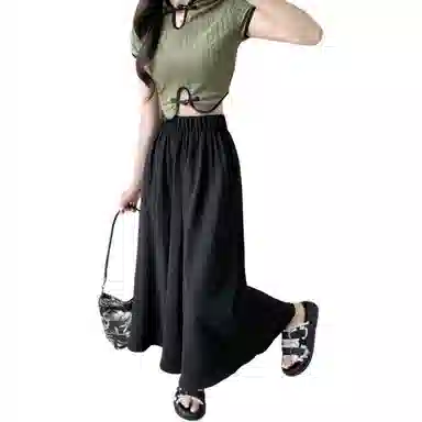 棉致 简约纯色舒适休闲长裙 女款