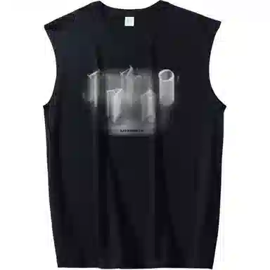 乱步 纯棉美式字母渐变嘻哈街头无袖坎肩夏季运动背心 男女同款