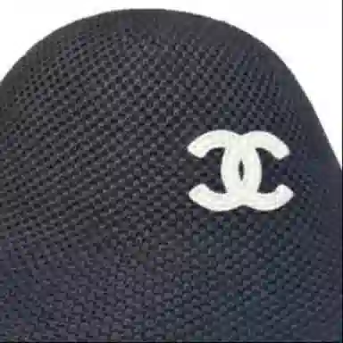 CHANEL Woven Cotton Beanie Black