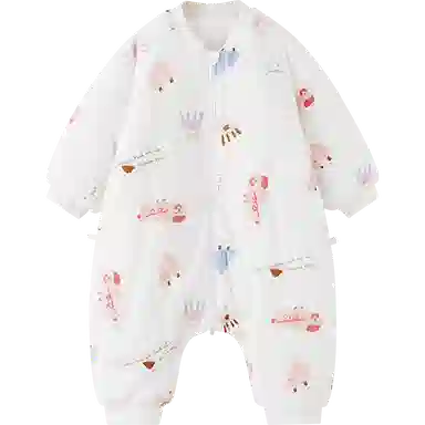 婴儿睡袋冬季宝宝夹棉睡衣分腿连体衣加厚防惊跳防踢被