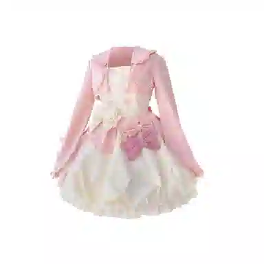 豹了个猫 奶芙芙可爱日常洛丽塔修身连衣裙萝莉装 女款 粉白