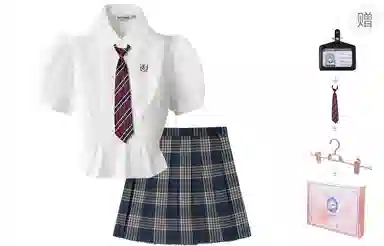 东鲸岁时记 学院风修身收腰短袖衬衫格子半身裙制服 女款 礼盒装 光穗学院收腰衬衫+柏林之春（腰围可调节） 买赠送小物+裙夹+挂牌