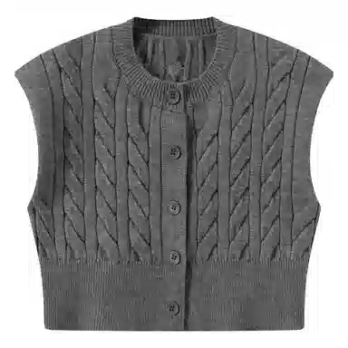 青蛙王子 时尚洋气圆领纯色无袖毛衣 中小童