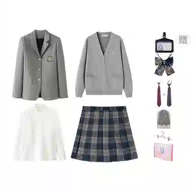 东鲸岁时记 学院风西装宽松氛围感时尚口袋长袖衬衫百褶裙套装制服 女款