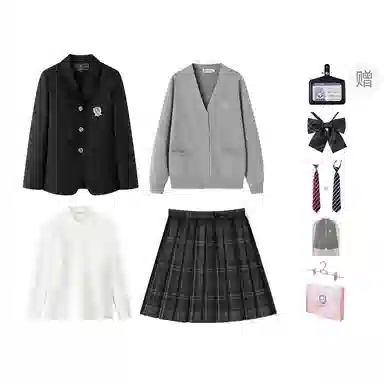 东鲸岁时记 学院风西装宽松氛围感时尚口袋长袖衬衫百褶裙套装制服 女款