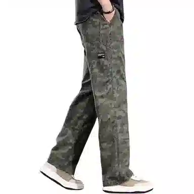 尘映 迷彩潮牌宽松直筒战术裤高街美式复古工装伐木裤休闲裤 男款