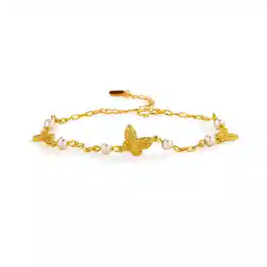 希遇 碎银蝶影国潮新中式复古潮流 时尚简约高级精致轻奢 小众设计 日常通勤#好运 合金 手链 男女同款情侣款