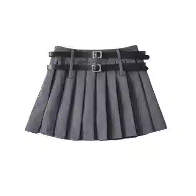 怪力萝莉 高腰纯色修身百褶裙休闲短裙 女款