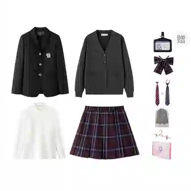 东鲸岁时记 学院风西装宽松氛围感时尚口袋长袖衬衫百褶裙套装制服 女款