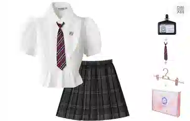 东鲸岁时记 通勤修身收腰短袖衬衫短款学院风格子半身裙制服 女款