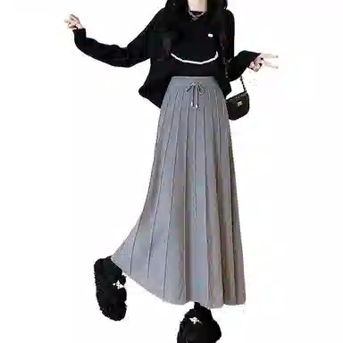 恒源祥 时尚百搭纯色百褶裙休闲长裙 女款