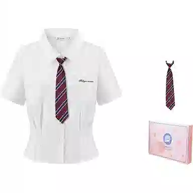 东鲸岁时记 学院风收腰显瘦短袖衬衫刺绣妍恩女子制服 女款 礼盒装 白色