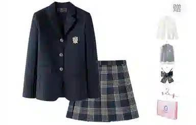 东鲸岁时记 学院风舒适长袖衬衫格子伯克利青藤高校百褶裙制服 女款