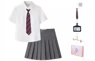 东鲸岁时记 学院风纯色翻领短袖衬衫百褶裙制服 女款 礼盒装