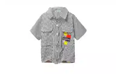 十月妈咪 童装 条纹短袖衬衫 男童