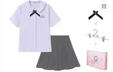 东鲸岁时记 泰式校服毕业季夏日多巴胺一整套松弛感穿搭学院风套装纯色字母刺绣设计短袖衬衫舒适透气百褶半身裙制服 女款 礼盒装