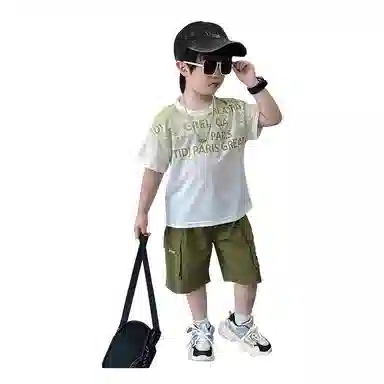 木木屋休闲运动套装 潮流时尚字母圆领亲肤舒适透气 中小童