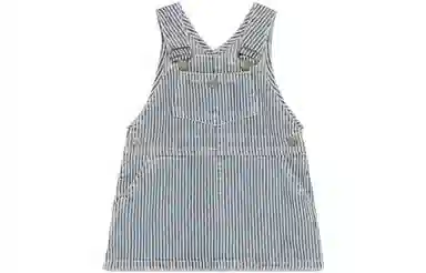 GUCCI STRIPED DENIM DUNGAREE DRESS