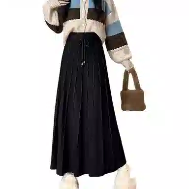 恒源祥 时尚百搭纯色百褶裙休闲长裙 女款