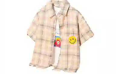 十月妈咪 童装 格子短袖衬衫 男童