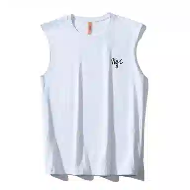 乱步 重磅纯棉手绘涂鸦坎肩美式运动休闲圆领宽松背心 男女同款