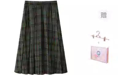 东鲸岁时记 学院风复古显瘦中长款百搭休闲长裙 女款 圣诞季绿格