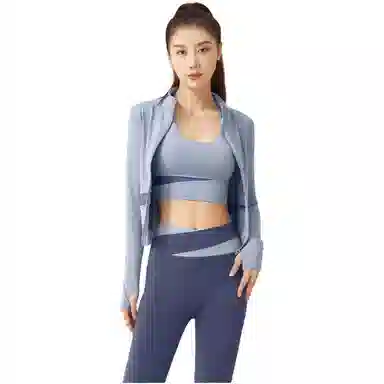 欧迪芬  欧若风蜜桃拼色三件套裸感无缝外套免穿胸垫文胸背心瑜伽裤速干跑步健身服套装出游运动普拉提臀高腰高弹力显瘦  瑜伽套装  女款