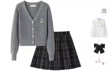 东鲸岁时记 学院风徽章毛衣收腰修身伯克利半身裙套装制服 女款