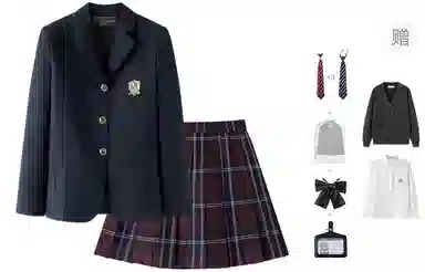 东鲸岁时记 学院风纯色长袖上衣格子百褶短裙制服 女款 礼盒装 黑色