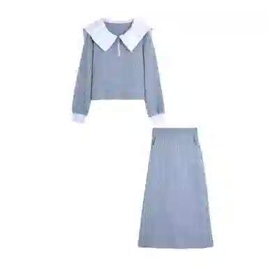 桴生 时尚减龄亮片拼接设计感上衣半身裙两件裙装套装 女款 灰色