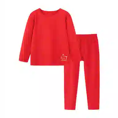 英氏 新年红本命年套头长袖秋衣秋裤适中内衣裤套装 儿童款