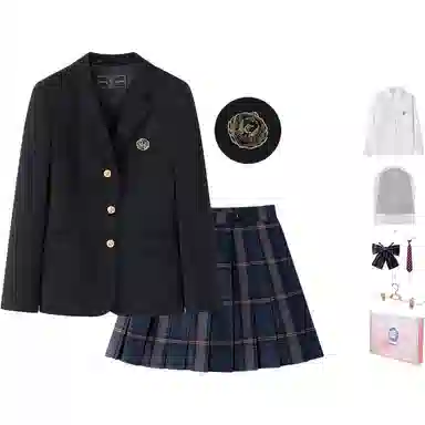 东鲸岁时记 学院风长袖衬衫修身西服格子伯克利半身裙制服 女款