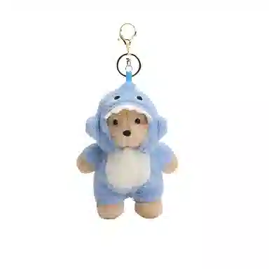 丹琴 卡通睡衣呆萌小熊装饰包包可爱鲨鱼公仔钥匙扣书包小玩偶 毛绒 挂件 男女同款情侣款